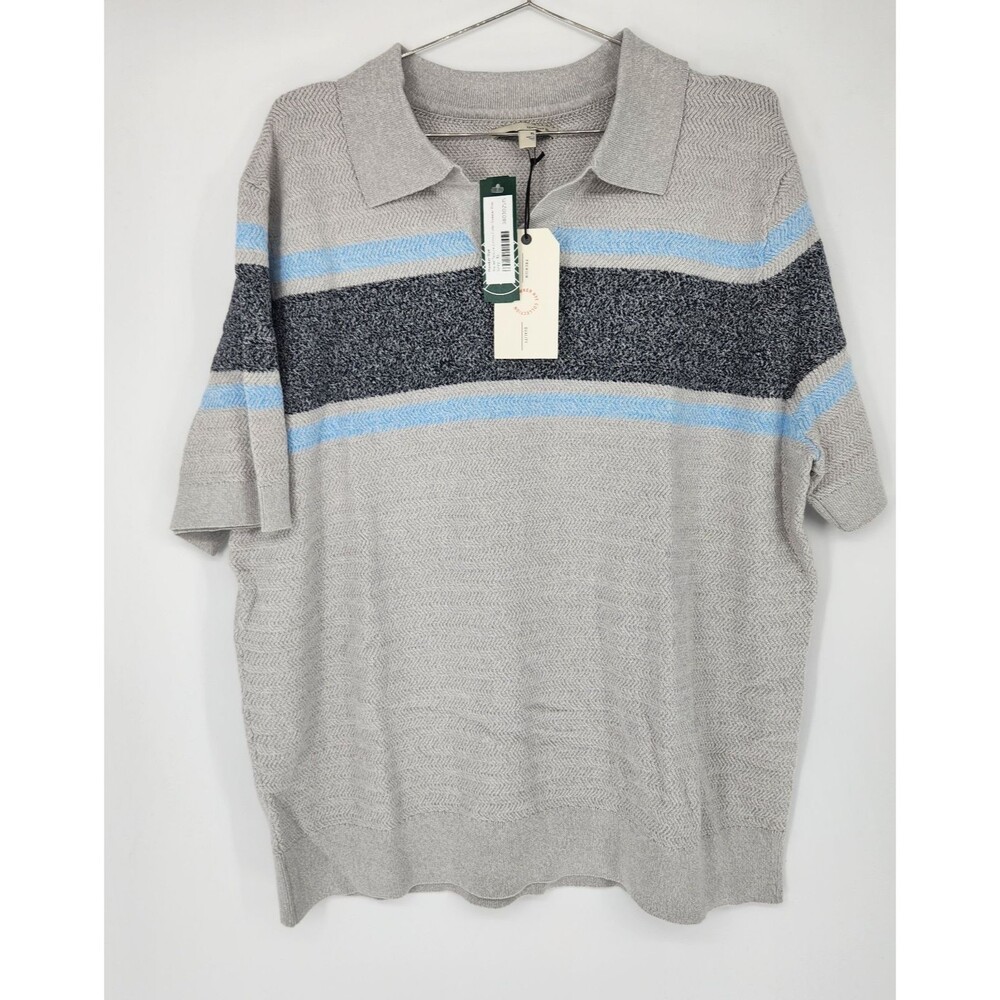 Hawker Rye Men's Grey XL Marled Texture Johnny Collar Sweater Polo